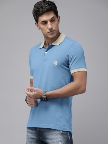 Image of LEOTUDE Men's Polo Neck Matty Half Sleeve Collor Solid Regular Fit Tshirts (Brown)