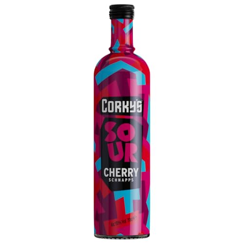 Corky's Sour Cherry Schnapps 70cl | Shots | 15% ABV | Sour Cherry Liqueur | Vodka Schnapps | Party Shots, Cocktail Ingredient, Pre Drinks, Alcohol | Spirits | Flavoured Vodka