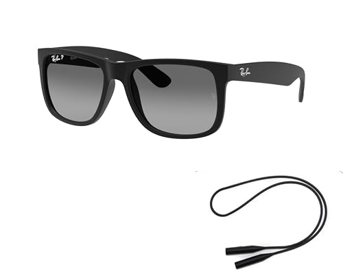 Ray-Ban RB4165 Sunglasses Bundle: RB 4165 JUSTIN 622/T3 Justin Rubber Black Light Grey and Universal Anti-slip Silicone Leash2