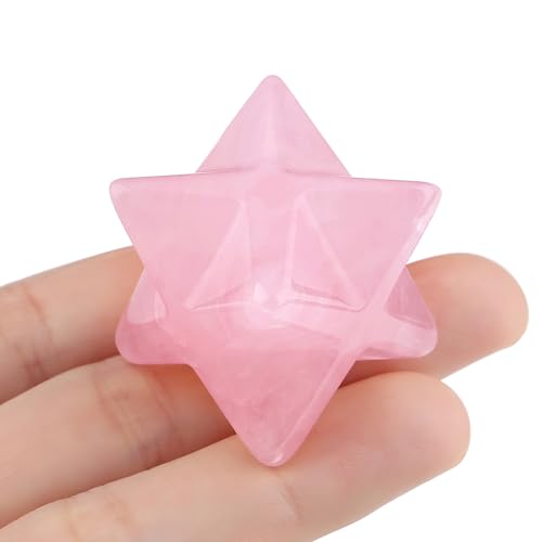 QINJIEJIE Rose Quartz Merkaba, Natural Crystal Healing Stones Sacred Meditation Energy Generator 1