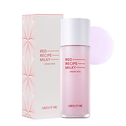 About Me Red Recipe Milky Cream Skin 120ml - All in One Facial Moisturizing Cream in Toner, Milky Protein & Ceramide Contained Rich Hydrating Essence Skin for Dry Skin