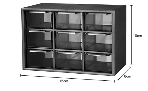 Image of 9 Grid Mini Plastic Acrylic Multipurpose Drawer Storage Box (BLACK)