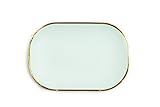 Sugar & Cloth 5 Inch Oval Dessert Paper Plate, Mint with Gold Edge, 24 Count