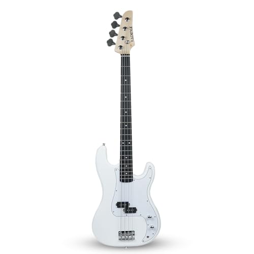 Image of Kadence PBWH Tennessee 46.5 inch Electric Bass Guitar (P-Style) | Solid Poplar Wood Body, Maple Neck | Split-Coil Pickup | Fixed Bridge | Gig Bag + Cable | Matte White