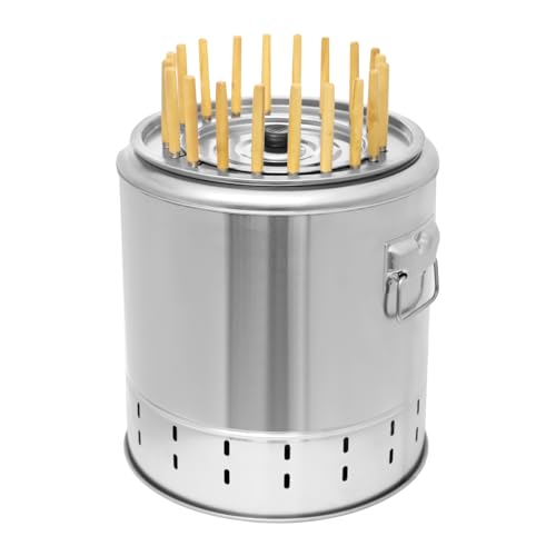Portable Smokeless Barbecue Charcoal Barrel Grill,Stainless Steel Surround Charcoal Kebab Grill with 20 Skewers And Bbq 2-In-1 Design for Picnics,Camping,Traveling, Parties, Beaches,Gardens and More