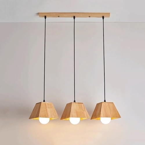 Lampe suspendue en bois réglable pour cuisine et îlot contemporain