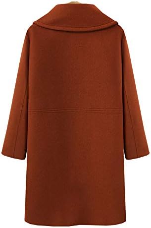 utcoco Women's Wool Blend Double Breasted Pea Coat Notched Lapel Mid Long Trench Overcoat with Pockets - Image 3