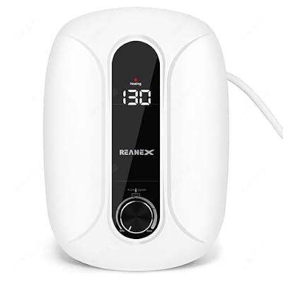 REANEX 240V Instant Electric Tankless Water Heater - 6.5kW Smart On-Demand Water Heater with Self-Modulating Technology, Energy-Saving Design for Under Sink Kitchen & Bathroom Shower, Grey