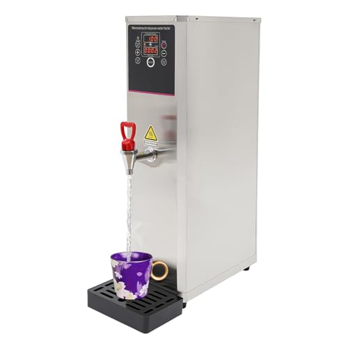 LIYUANJUN 3000W Commercial Hot Water Dispenser, 20L/5.28 Gal Electric Water Boiler with Drip Tray Digital Display Screen Step-Heating Hot Water Maker for Large Homes Caterers Restaurants, Silver