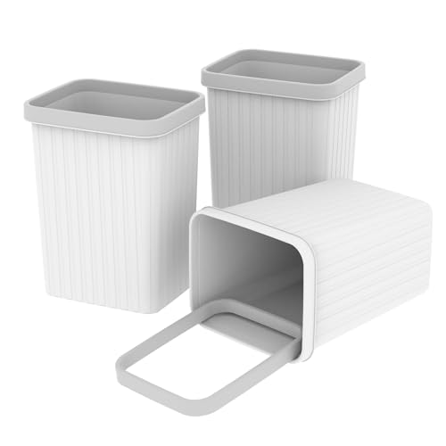 Cetomo Zestaw 8,2 l x 3, kosz na śmieci, kosz na śmieci, kosz na śmieci, kosz papierowy, kosz na śmieci do łazienek, kuchni, biura domowego, pokoi w akademiku, biały