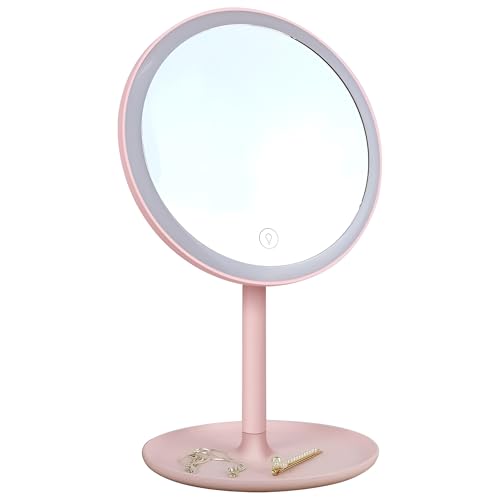 Image of Prime Pick Beauty Pro Makeup Mirror 360 Degree Rotating Mirror Non LED Portable Lightweight Travel Makeup Mirror for Daily Use Dressing Table Vanity Pink Pack of 1