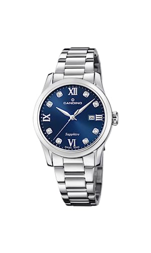 Candino Swiss Damen Uhr Analog Edelstahl 316L Silber - Quarzwerk - Saphirglas hochresistent - 5 ATM wasserdicht - Kalender C4738/2 - Lady Elegance
