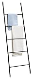 mDesign Metal Leaning Blanket and Towel Ladder - Display Rack for Bedroom and Bathroom - Throw/Quilt Holder - Nursery Wall Rack - Omni Collection - Matte Black