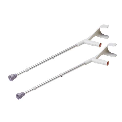 Paar Krücken (silber), Gehhilfen, Unterarmstützen-Gehstützen aus Aluminium. Höhenverstellbar (76-96 cm) mit Clipraster.