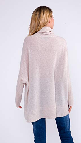 Cashmere 4 U Women's 100% Cashmere Turtleneck Oversize Sweater Pullover (Creme) #TOP4