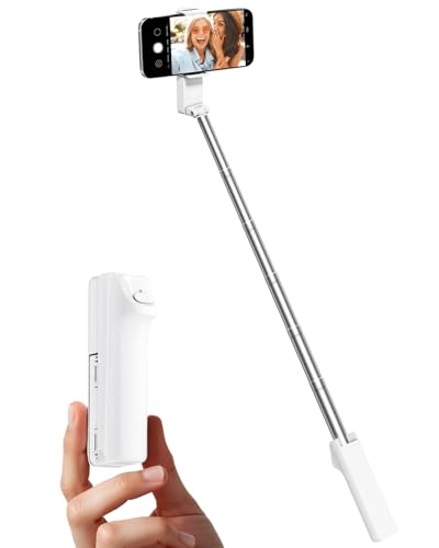 Viozon Portable Selfie Stick, Lightweight Extendable Stainless Steel Tube,All-in-One Compact Selfie Stick with Wireless Remote Compatible with 4-7″ iPhone/Android Phones for Vlog/Travel/Filming, W