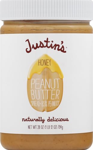 Image of JUSTINS No Stir, Gluten-Free, Honey Peanut Butter, 28 oz Jar (Pack of 2)