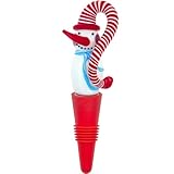 Glass Snowman Wine Stopper - Reusable Silicone Red Bottle Seal, Perfect Decor for Christmas and Winter Party Favors