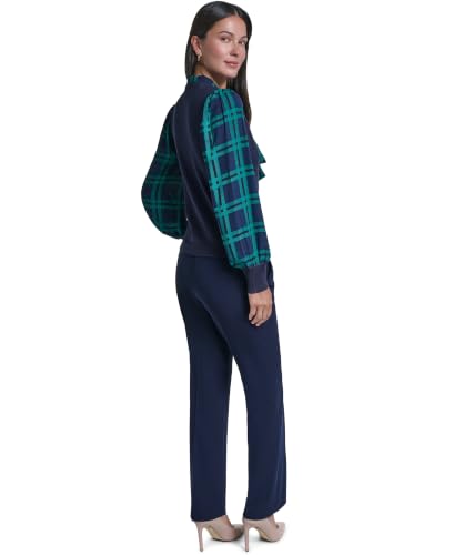 Image of Tommy Hilfiger Women's Long Sleeve Twofer Sweater with Woven Sleeves