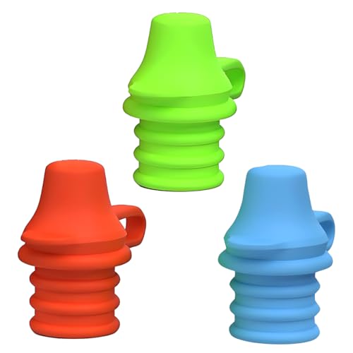 GNHG Juego de 3 boquillas de silicona de grado alimenticio para botellas de agua: adaptadores universales antigoteo para niños y bebés, compatibles con botellas y biberones estándar