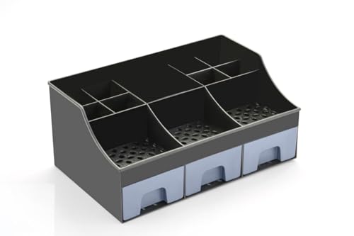 Image of ABS Plastic Desk Organiser with Drawer,Multifunctional Desk Organizer,Customized Desk Organizer with Pencil Holders,Sticky Note,Paperclip StorageIOffice Table Stand for Home /Office (Black)