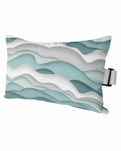 Outdoor Pillows Covers with Inserts Gradient Ocean Waves Teal Turquoise Gradient Waves Waterproof Pillow with Adjustable Strap Throw Pillows for Patio Furniture Pool Lounge Chair, 11x16 Inch, 1PCS