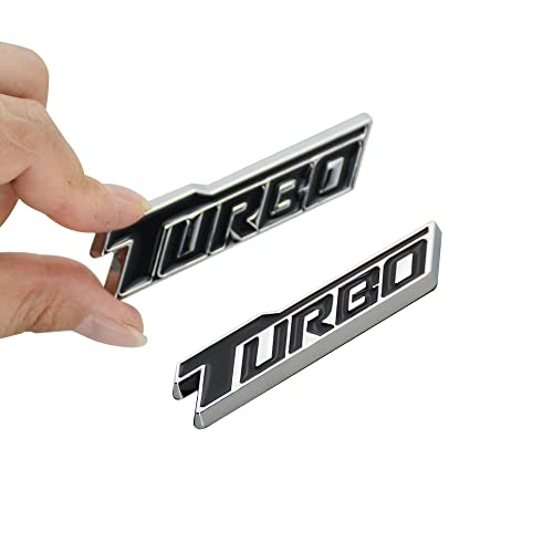 Image of 2 Pack Universal Metal Turbo Badge Emblem Car Auto Fender Trunk Tailgate Decal Sticker (Silver Black)