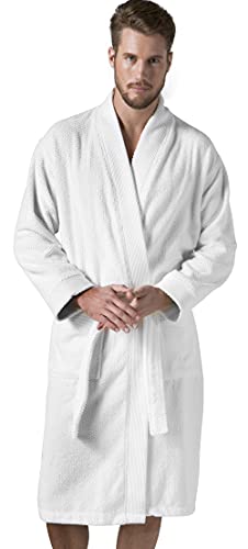 Organic Turkish Cotton Terry Hooded Kimono Bathrobe, Robe for Men