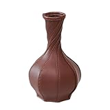 Colaxi DIY Vase Material Kit Artificial Flower Vase Making Gift Elegant PU Leather Vase Making for Wedding Home Farmhouse Shelf Desk, Dark Brown
