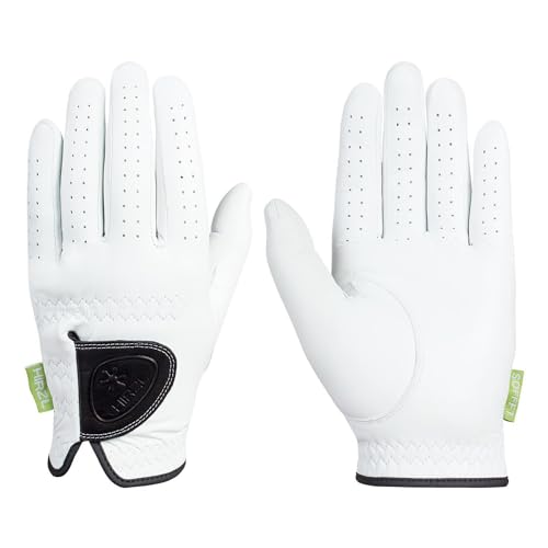 HIRZL Ladies Golf Gloves - Soffft Pure, Tour Performance, Cabretta Leather, Extra Thin, Velvet & Silk Feel, Soft & Supple, Sweat Resistance, Water Absorption, White, Left Hand, Large