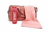 SOMAZO Sport Set, Sporttaschen Set 3-teilig – Sporttasche mit Trinkflasche & Handtuch – Fitness Gym Tasche für Damen & Herren – Sporttasche für Training, Fitnessstudio.