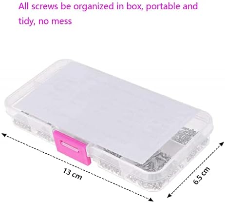 TAIANJI 1000 Pcs Micro Screws Set M1 M1.2 M1.4 M1.7 Screws Mini Round Philips Head Screws Kit Small Self Tapping Screws for Glasses, Watches, Phones, Cameras, Laptops etc(Silver, 10 Sizes)