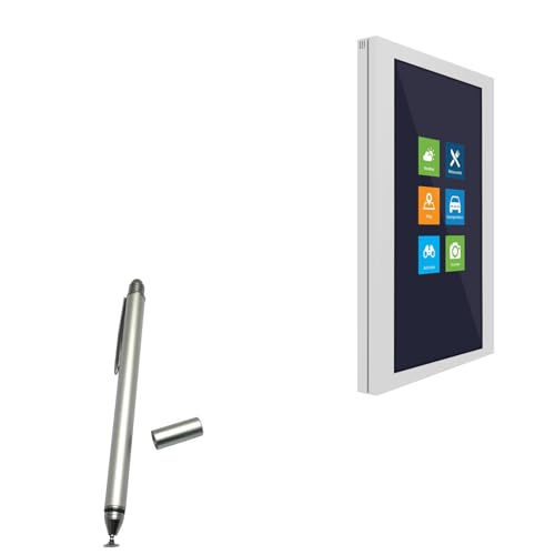 BoxWave Stylus Pen Compatible with Meridian Presenza (55 in) - DualTip Capacitive Stylus, Fiber Tip Disc Tip Capacitive Stylus Pen - Metallic Silver