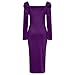 Velvet Slim Fit Dress for Women, Long Sleeve Sweetheart Ruched Fishtail Long Dresses Formal Party Fashion Gowns Purple
