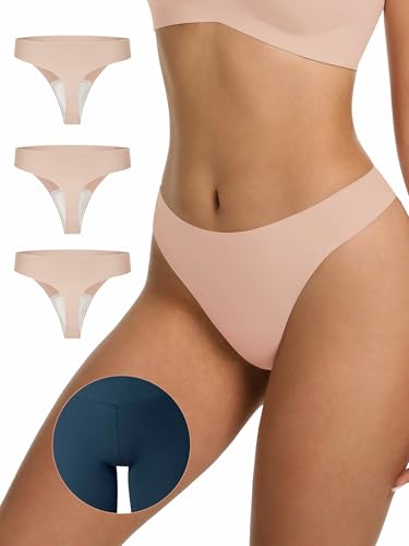 Image of LUCKMEEY Cotton Thongs for Women Seamless Thongs for Women No Show Thong Panty Liners Workout G-String Thongs Underwear