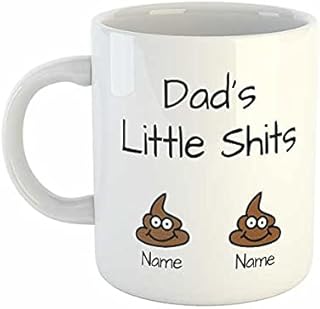 Dad's Little Shits Personalised Names Mug | Rude Mugs | Offensive Mugs | Novelty Mugs | Mugs for Dad | Father's Day Mugs | Dad Mugs | Funny Mugs | Novelty Gifts