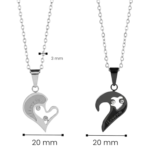 Image of THE MEN THING SOULMATE HEART PUZZLE - Pure Titanium Steel Pendant with 18 to 20 inch Cuban Adjustable Chain for Men & Boys