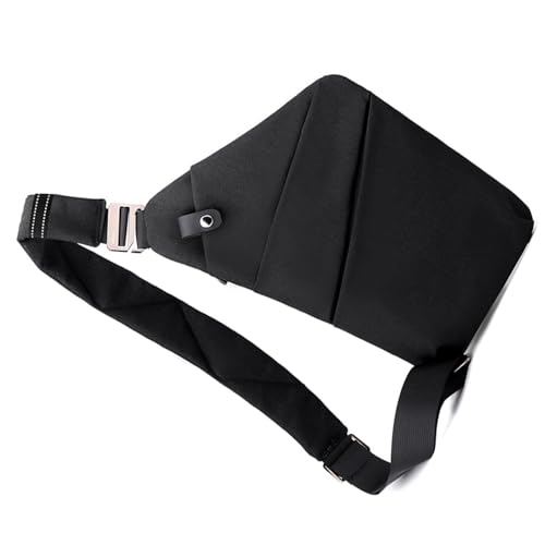 Chest for Men Women Lightweight Travel Sling Multi Functional Anti Theft Shoulder Bag for Outdoor Business Casual Nylon Black Grey 12.6x7.87x0.79in (Left)4