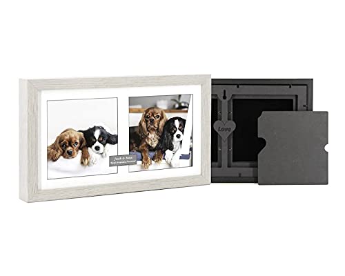 Solid Wood Dual Pet Ashes Photo Frame Urn with Personalised Photos, 14.5x8 (Natural Oak, With Standard Glass)