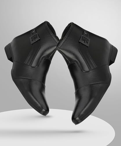 Image of Mens Black Synthetic Zip Slip on Perfect Style Formal Boot (8)
