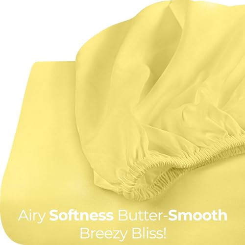 Image of Utopia Bedding Queen Fitted Sheet - Bottom Sheet - Deep Pocket - Soft Microfiber - Shrinkage and Fade Resistant-Easy Care -1 Fitted Sheet Only (Yellow)