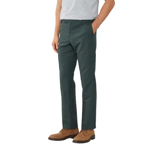 Hackett London Gmw Lin Cot Hbone TRS Pantalón, Verde (Bottle Green), 40W/34L para Hombre