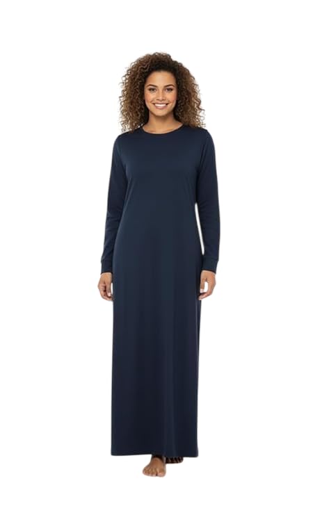 Image of Thermal Winter Wear Woolen Nighty Dress Blue Polar Nighty Women Dress Maxi Full-Length Maxi Nighty Free Size