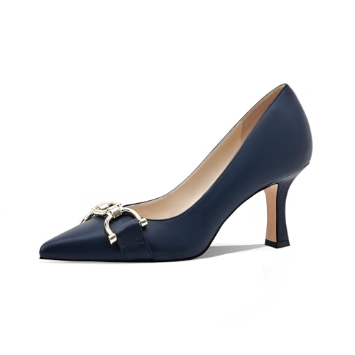 Image of Women's Closed Toe High Heels Dress Pointed Toe Wedding Pump Shoes Prom Bridal Work Office Pumps for Women