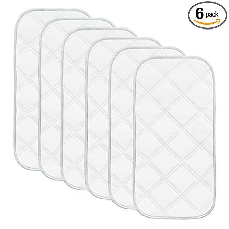 Sunny zzzZZ 6 Pack Baby Waterproof Changing Pad Liners - Quilted Thicker Ultra Soft Changing Table Cover Liners - Durable & Easy to Clean (White with Grey Edging, 23