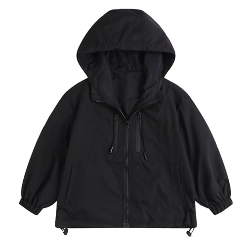 Boys Girls Jacket Waterproof Windbreaker Casual Fashion Hoodie Kids Long Sleeve Zip Up Solid Color Fall Winter Coat