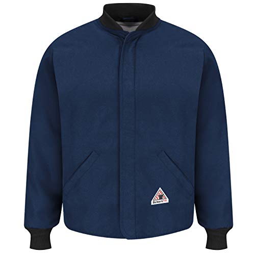 Bulwark Flame Resistant 4.5 oz Nomex IIIA Long Sleeved Jacket Liner with Two Large Slash-Welted Pockets, Heavy Rib-Knit Collar and Cuff, Navy, Medium