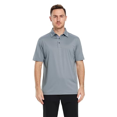 Image of Mens Polo Shirts Short and Long Sleeve Casual Solid Stylish Dry Fit Performance Designed Collared Golf Polo Shirts for Men