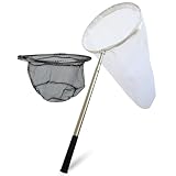 FieldNew 虫取り網 【プロ仕様/大型】 直径40cm 魚取り網付 最強保証 頑丈設計 網破れ防止仕様 3段伸縮 100-176cm 折りたたみ 捕虫網 虫あみ (網目1mm)