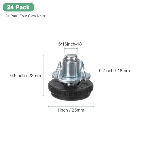 Image of M METERXITY 24-Pack Furniture Feet, 5 /16 inch-18 Thread w /T-Nut Kit Adjustable Furniture Levelers, Adjustable Leveling Feet Supports 7920LBS for Tables /Cabinets /Large Base Supports [Black]